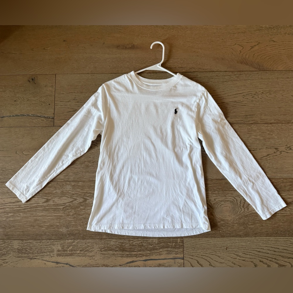 Polo by Ralph Lauren White Long Sleeve Boys Tee size L/14-16